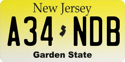 NJ license plate A34NDB