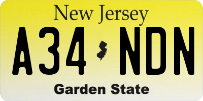 NJ license plate A34NDN