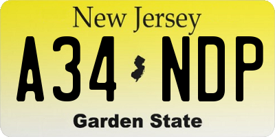 NJ license plate A34NDP
