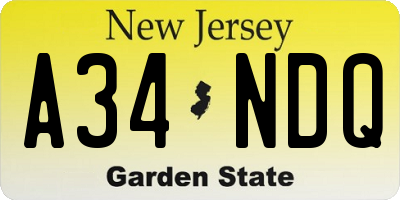 NJ license plate A34NDQ