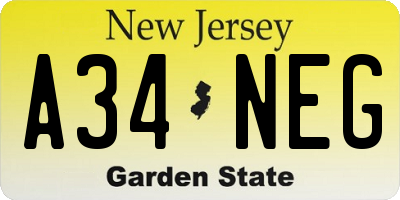 NJ license plate A34NEG
