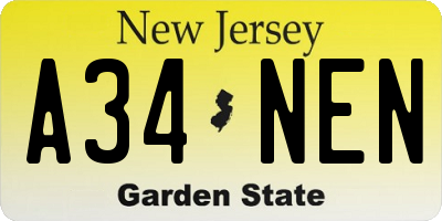 NJ license plate A34NEN