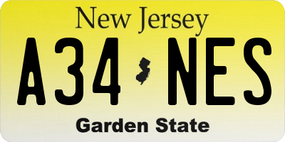 NJ license plate A34NES