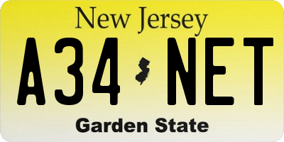 NJ license plate A34NET