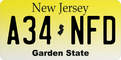 NJ license plate A34NFD