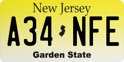 NJ license plate A34NFE