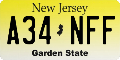 NJ license plate A34NFF