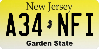 NJ license plate A34NFI