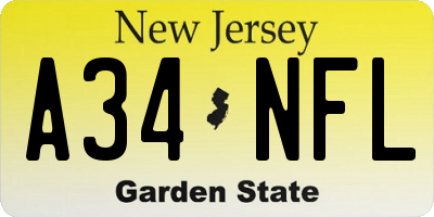NJ license plate A34NFL