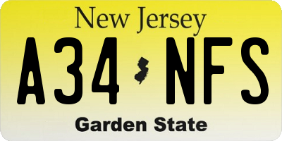 NJ license plate A34NFS