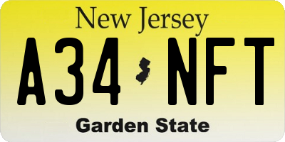 NJ license plate A34NFT