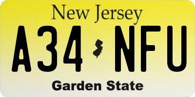 NJ license plate A34NFU