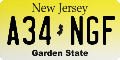 NJ license plate A34NGF