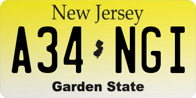 NJ license plate A34NGI