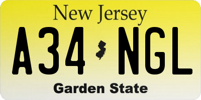 NJ license plate A34NGL