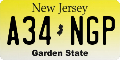 NJ license plate A34NGP