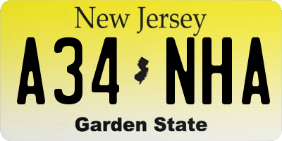 NJ license plate A34NHA