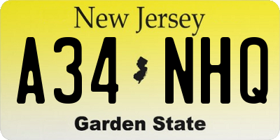 NJ license plate A34NHQ