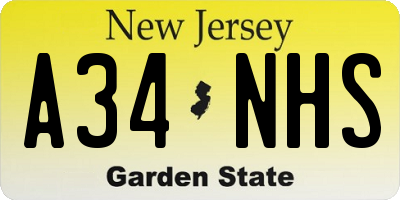 NJ license plate A34NHS
