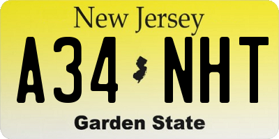 NJ license plate A34NHT