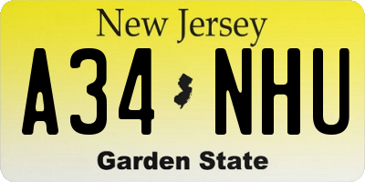 NJ license plate A34NHU