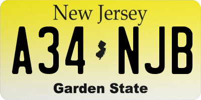 NJ license plate A34NJB