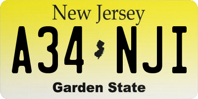 NJ license plate A34NJI