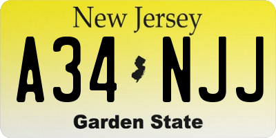 NJ license plate A34NJJ