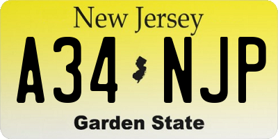 NJ license plate A34NJP