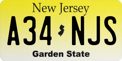 NJ license plate A34NJS