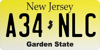 NJ license plate A34NLC