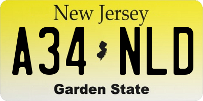 NJ license plate A34NLD