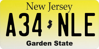 NJ license plate A34NLE