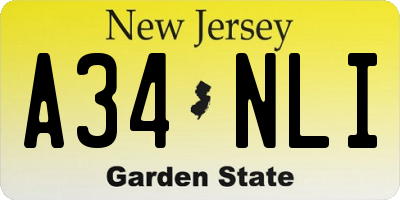 NJ license plate A34NLI