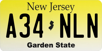 NJ license plate A34NLN