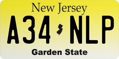 NJ license plate A34NLP