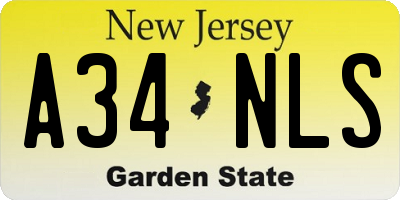 NJ license plate A34NLS