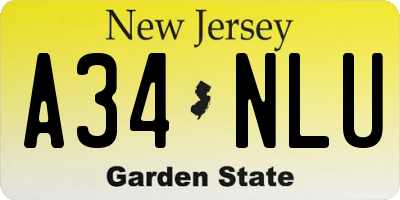 NJ license plate A34NLU