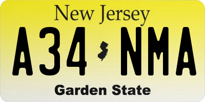 NJ license plate A34NMA