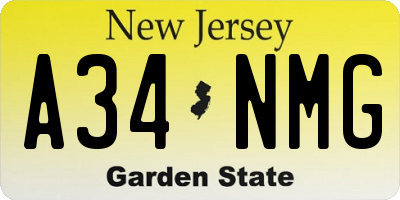 NJ license plate A34NMG