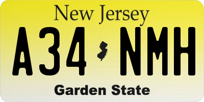 NJ license plate A34NMH