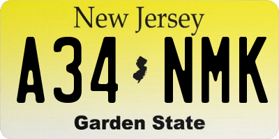 NJ license plate A34NMK