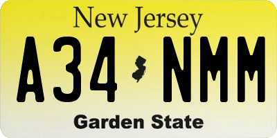 NJ license plate A34NMM