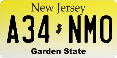NJ license plate A34NMO