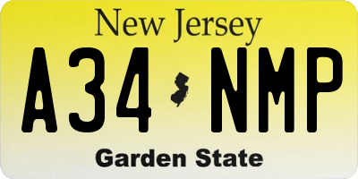 NJ license plate A34NMP