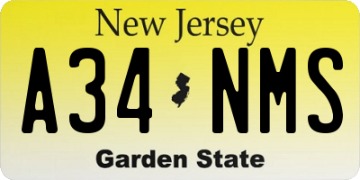 NJ license plate A34NMS