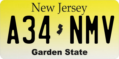 NJ license plate A34NMV