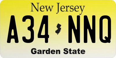 NJ license plate A34NNQ