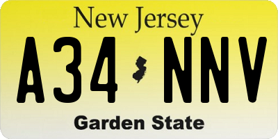 NJ license plate A34NNV