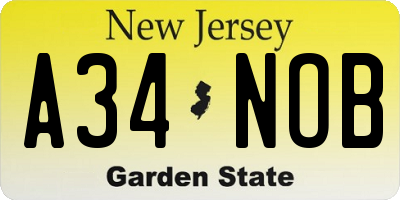 NJ license plate A34NOB
